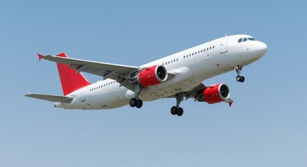 Obraz premium Airplane in Flight Over Clear Sky with Background of Horizon