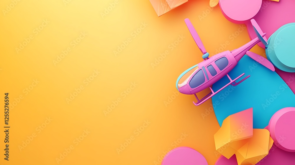 Poster colorful 3d helicopter on abstract background. possible use stock photo
