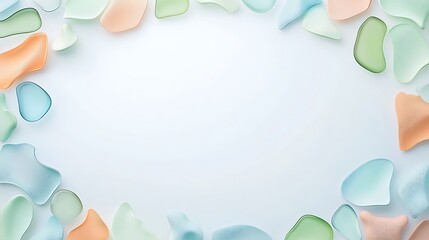 Colorful glass stones frame on white background