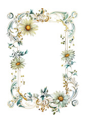 Obraz premium PNG Daisy flowers wedding frame art.