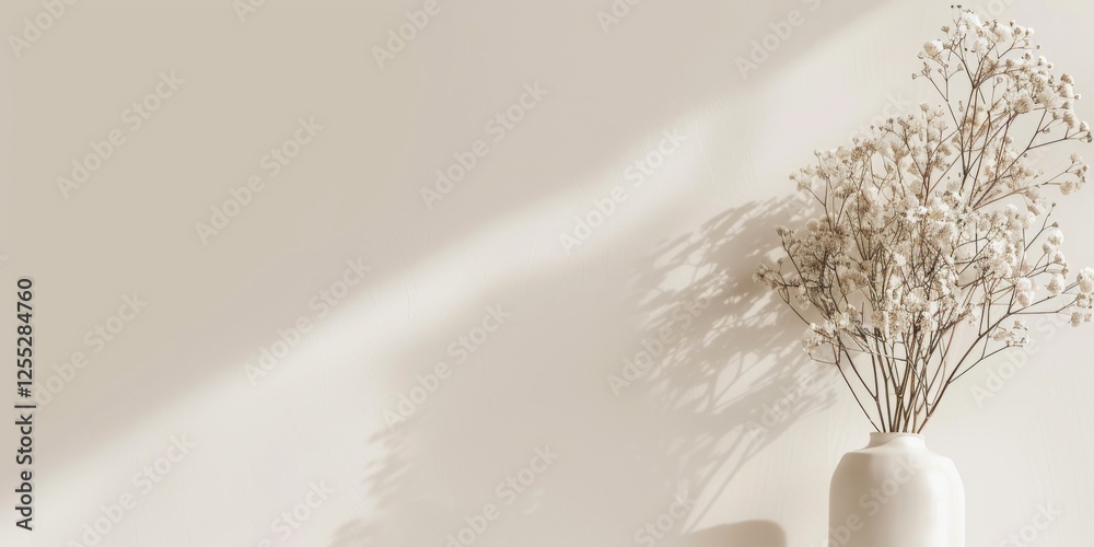 Poster a minimalistic aesthetic featuring a soft ivory background, clean lines and light textures, modern m