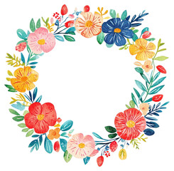 PNG Floral memphis flower wreath flowers vibrant style.