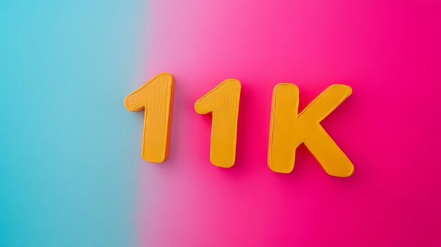 11K Achievement. 3D Number, Eleven Thousand Followers Celebration On Colorful Background