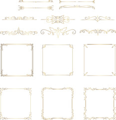 border-ornament-set-gold-vintage-decoration