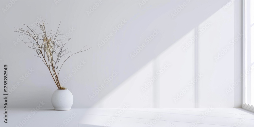 Poster a minimalistic aesthetic featuring a stark white backdrop, abstract minimalistic design with clean l