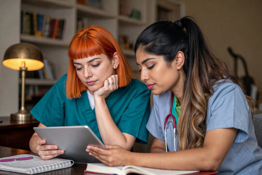 Nursing Students Collaborating During Study Session