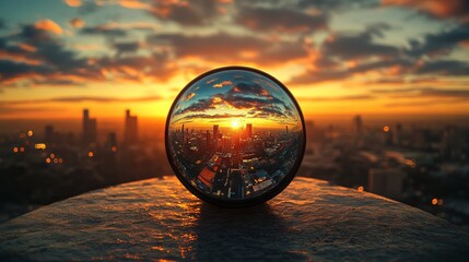 Landscape reflection from camera lens