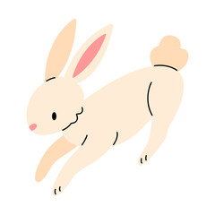 Cute jumping bunny isolated on white background. Vector flat illustration.