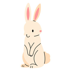 Cute sitting bunny isolated on white background. Vector flat illustration.