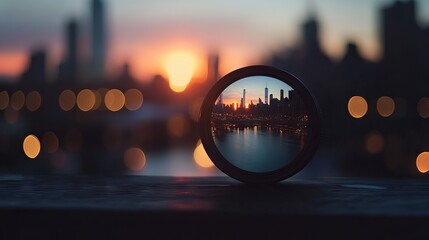 Landscape reflection from camera lens
