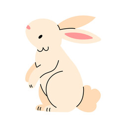 Cute sitting bunny isolated on white background. Vector flat illustration.