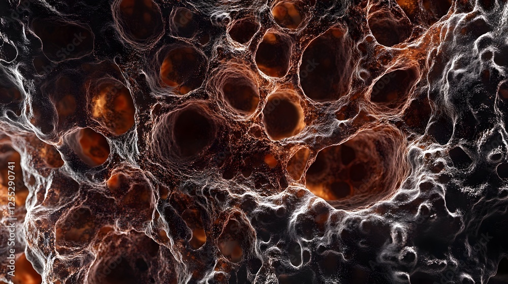 Poster captivating abstract macro image showcasing intricate organic fractal patterns in a vibrant digital 