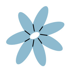 Cute blue flower isolated on white background. Vector flat illustration.