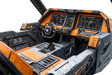 3D Rugged Spaceship Cockpit for Asteroid Mining Operations.