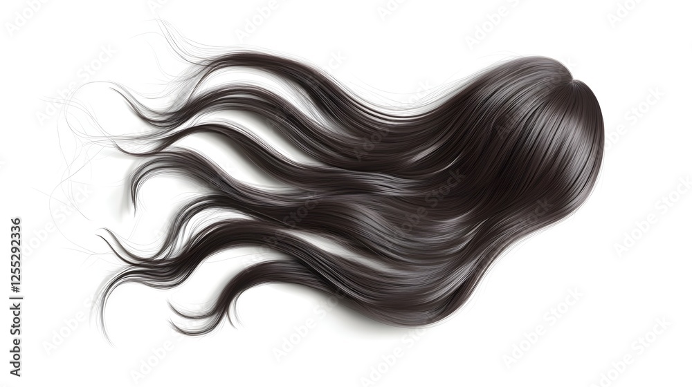 Aufkleber captivating cascading waves of luxurious glossy dark hair flowing dynamically against a clean minima
