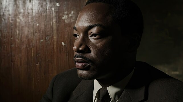 A contemplative portrait of a civil rights leader in deep thought