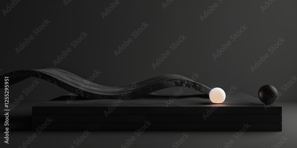 Poster a minimalistic aesthetic with a pure black background, minimalist patterns and shapes arranged in a 
