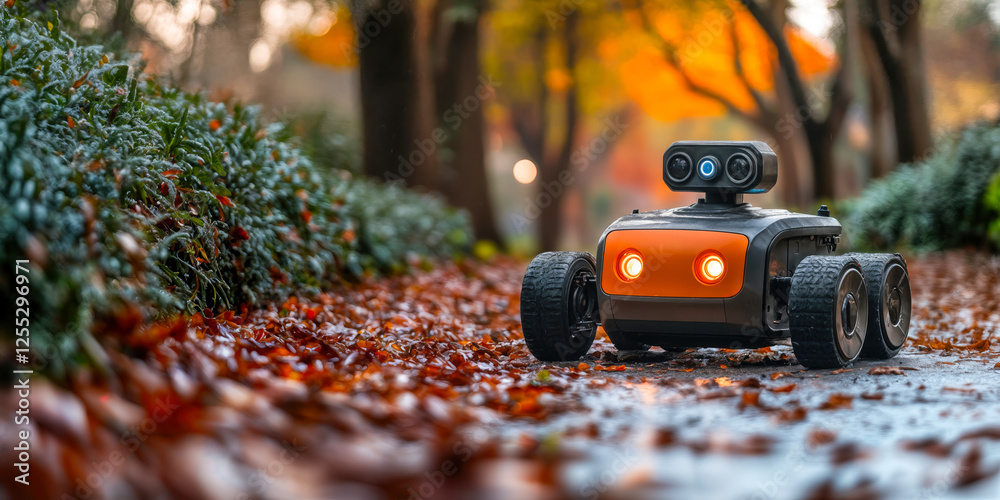 Aufkleber ai-powered robotics navigating outdoor path using advanced vision technology automating complex envi
