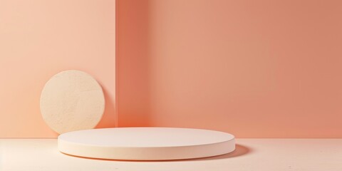 A minimalistic approach with a soft apricot background, Clean shapes and smooth surfaces, Contemporary minimalist style