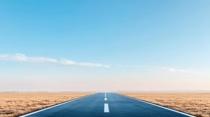 Fototapeta premium Empty Country Road Under Pale Sky