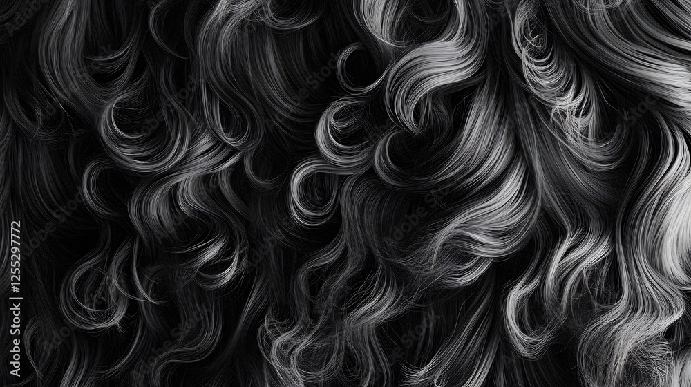 Poster captivating swirls of silky monochrome hairstyle texture abstract black and white background with fl