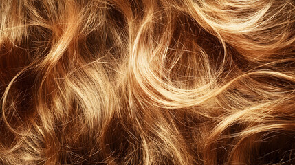 Naklejka premium Captivating Waves of Radiant Blonde Hair Flowing in Elegant Movement and Textural Allure Closeup portrait of a woman s long curly hair in a vibrant