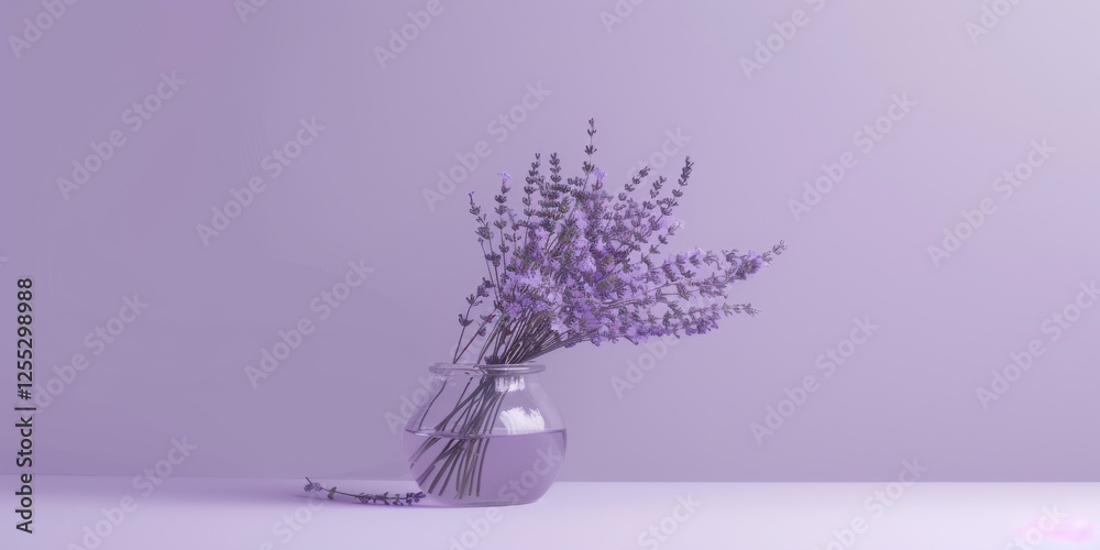 Poster a minimalistic approach with a soft lavender background, subtle hues and clean lines, modern minimal