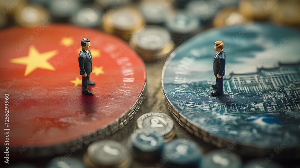 Poster chinese national flag and abstract market data display concept symbolizing global business finance a