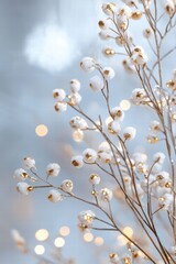Fototapeta premium Elegant Winter Branches with Snow and Golden Accents