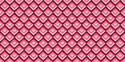 Lovely Pink Hearts Geometric Pattern Design: Valentine's Day Background