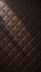 Luxurious Brown Leather Quilted Pattern Texture with Elegant Stitching