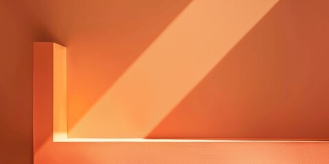 A minimalistic approach with a soft tangerine orange background, Clean shapes and smooth surfaces, Contemporary minimalist style