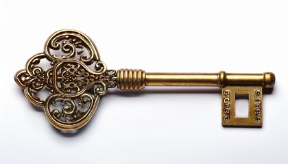 golden key isolated on white background