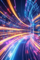 Futuristic Abstract Light Trails in Vibrant Colorful Patterns