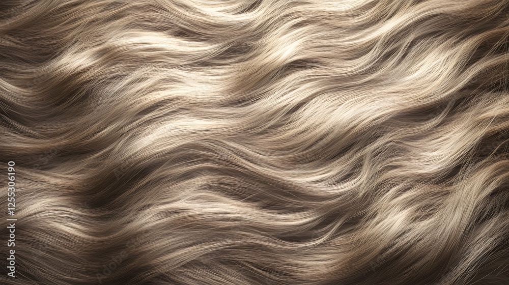 Aufkleber closeup of a captivating wavy blond hair texture with flowing movement glossy and shiny finish creat