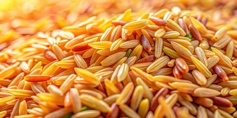Macro close-up of rice grains; textures and copy space abound. Top view.