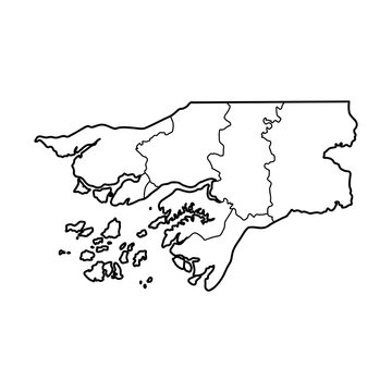 recommend clip art: Guinea-Bissau country thin black outline silhouette. Simplified map.