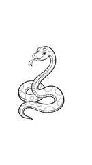 Fototapeta premium Cute Snake Animal Coloring Kid Book Page in Black and White. Monochrome and Colored Samples 