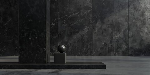 Obraz premium A minimalistic composition with a dark granite backdrop, Crisp geometric shapes and strong contrasts, Elegant minimalist style