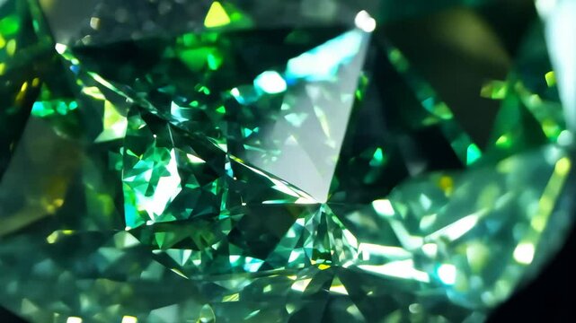 Shimmering Green Emerald Gemstone Facet Cut: A Luxurious Display of Natural Beauty and Elegance