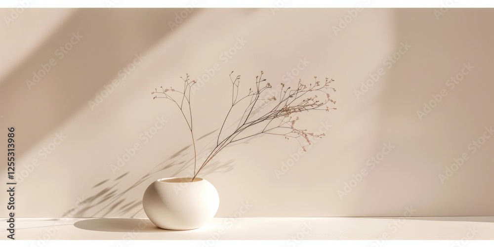 Poster A minimalistic composition with a light almond background, Delicate lines and subtle patterns, Elegant minimalist style