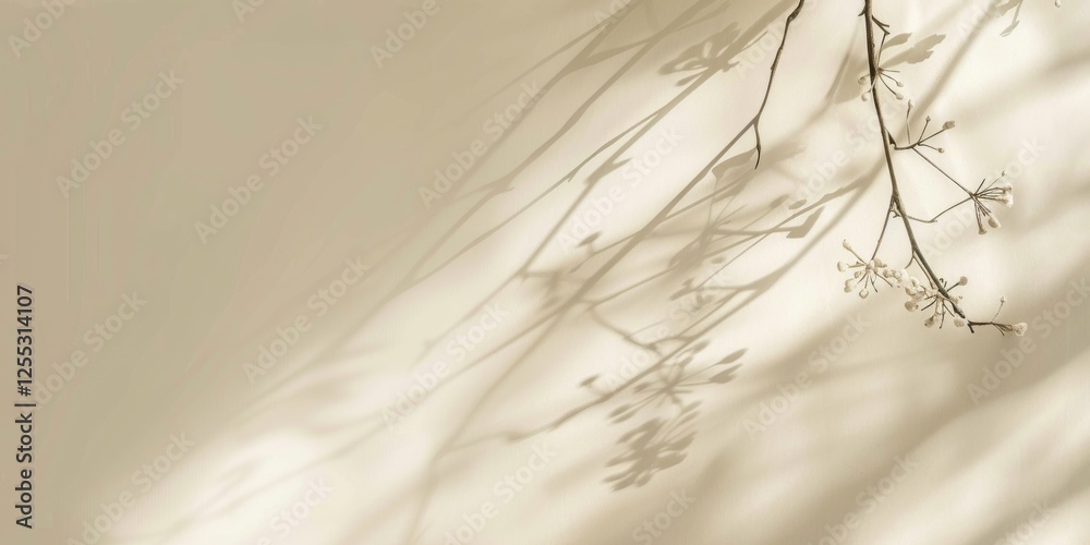 Poster A minimalistic composition with a light almond background, Delicate lines and subtle patterns, Elegant minimalist style