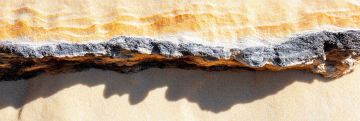 Eroded sandstone cliff detail with layered textures and shadows