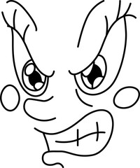 angry and evil dissatisfied face with evil eyes with eyelashes