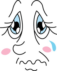 sad sad face with shiny eyes with eyelashes with a tear flowing from the eye with a shaking closed mouth and rosy cheeks
