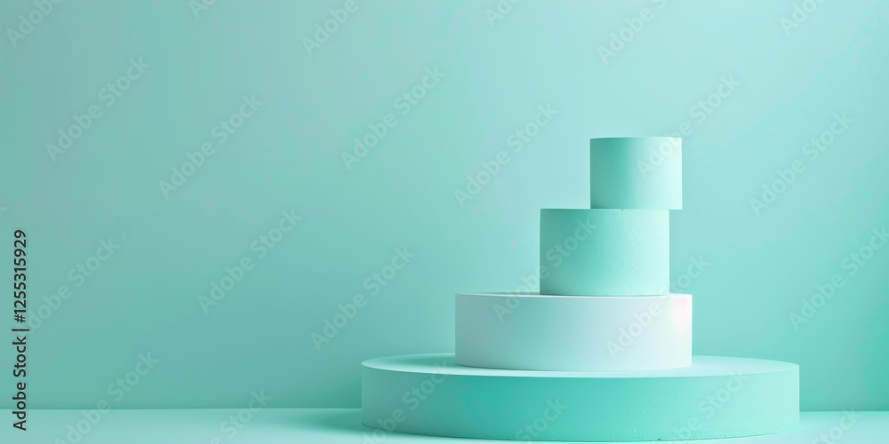 Poster A minimalistic composition with a light cyan background, Simple forms and minimal patterns, Elegant minimalist style