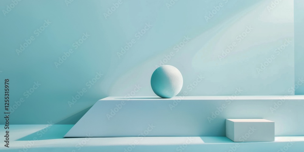 Aufkleber A minimalistic composition with a light cyan background, Simple forms and minimal patterns, Elegant minimalist style
