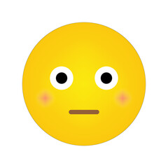 Neutral emoji. Expressionless face icon. Simple yellow symbol. Blush cheek vector.
