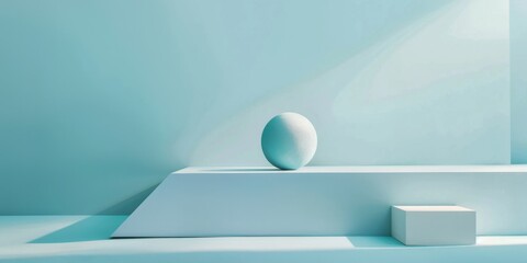A minimalistic composition with a light cyan background, Simple forms and minimal patterns, Elegant minimalist style