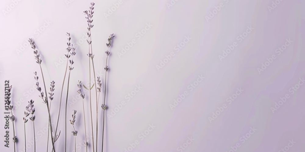 Poster a minimalistic composition with a light lavender grey background, delicate lines and subtle patterns